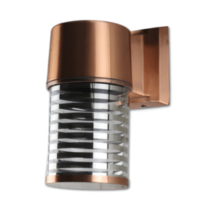 DCO- 2810 -SR 110MM (อ้วน) โคมไฟกิ่ง ภายนอก กลม ทองแดง แก้วเส้น ส่อง เดี่ยว E27 110x195x160mm DC