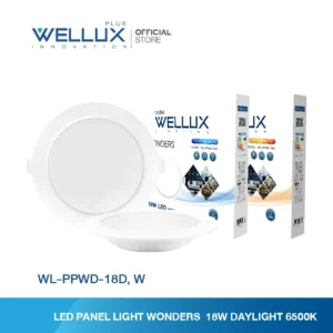 LED Panel 18w D/L W/W ฝัง กลม ขอบขาว รุ่น Wonders WELLUX