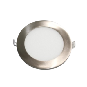 LED PANEL ฝัง กลม ขอบเงิน 9w d/l รุ่น DL-YB145-9-S/WH DC