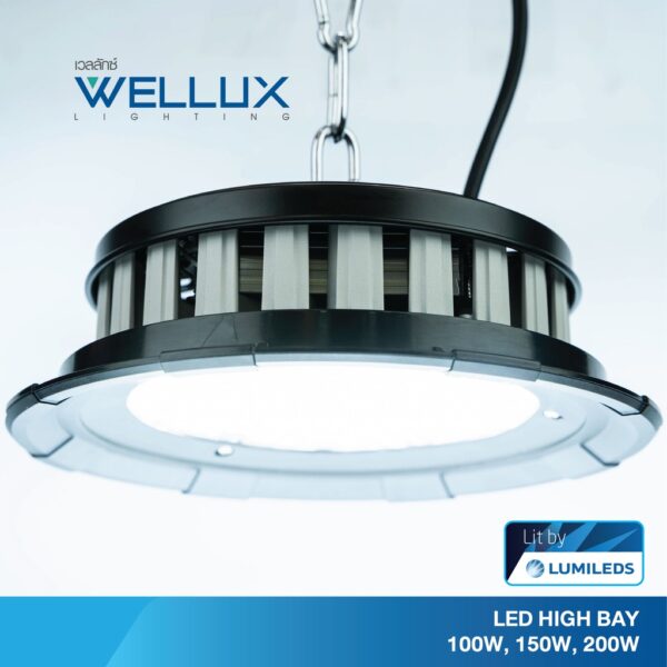 โคมไฟไฮเบย์ยูเอฟโอ 100W แสงขาว LED HIGH BAY UFO รุ่น BE BLAZING SERIES WELLUX - Image 2