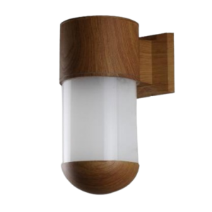 DCO- 3613 -RW โคมไฟกิ่ง ภายนอก แก้วขุ่น ส่อง เดี่ยว E27 ลายไม้ หัวมน แก้วขุ่น DC