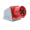 Power Plug เต้ารับ ตัวผู้ ติดผนังลอยงอ 5P 32A 220-415V IP44 รุ่น 525 แดง SALE
