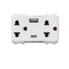 IC เต้ารับกราวด์ คู่ และ เต้ารับ type A ,C สีขาว IC-E2VUSBAC ICON HACO