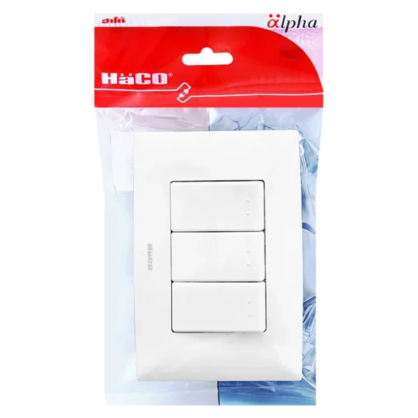 ชุด ICON ฝาครอบ 3 ช่อง + สวิตช์ 1 ทาง 3ตัว รุ่น IC-S31 HACO - Image 2