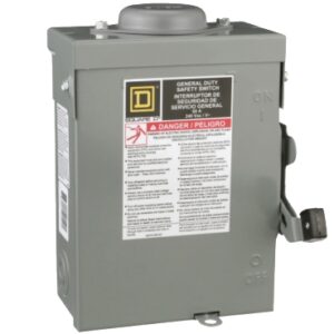 ตู้เซฟตี้สวิตช์ ภายนอก 2P (1P) 60A 240V ( ฟิวส์ในตัว ) DU222RB Schneider