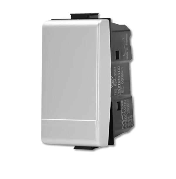 สวิตช์ทางเดียว ขนาด 1 ช่อง 1P 16AX สีเงิน AA5001WTN MATIX BTICINO - Image 2