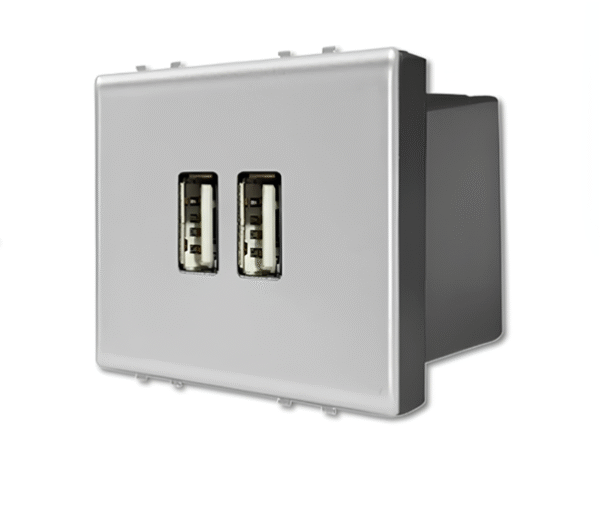 เต้ารับ USB แรงไฟสูงสุด 2,400mA 2 ช่อง สีเงิน AA5285C2T MATIX BTICINO - Image 2
