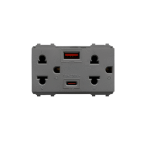 IC เต้ารับกราวด์ คู่ และ เต้ารับ type A ,C สีเทา IC-E2VUSBAC-PG ICON HACO