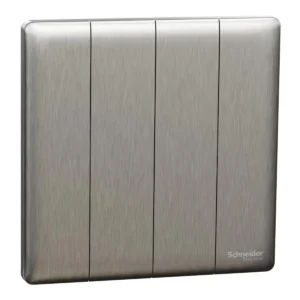 Switch 1 way, 16AX, 250V, 4 gangs, Stainless Steel NUX34_1_SS Unica X SCHNEIDER
