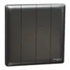 Switch 1 way, 16AX, 250V, 4 gangs, Dark Grey NUX34_1_DG Unica X SCHNEIDER
