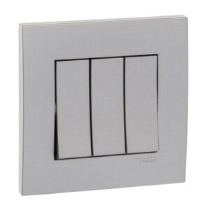 Switch,16AX, 250V, 1 way, 3 gang, aluminium silver KB33_1_AS Vivace SCHNEIDER