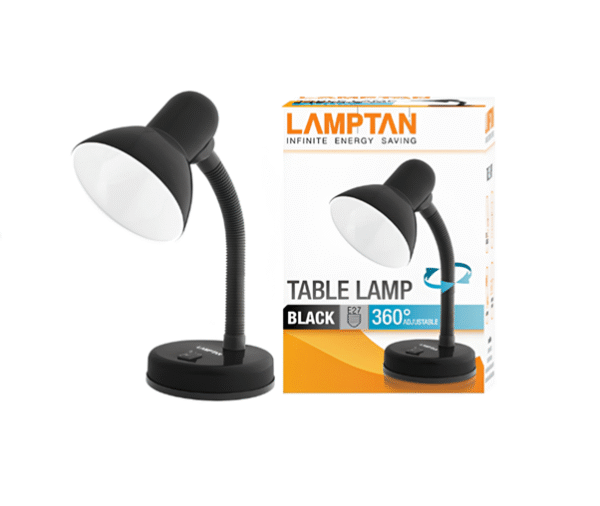 โคมไฟตั้งโต๊ะ ดำ E27 ( ปรับได้ ) LAMPTAN