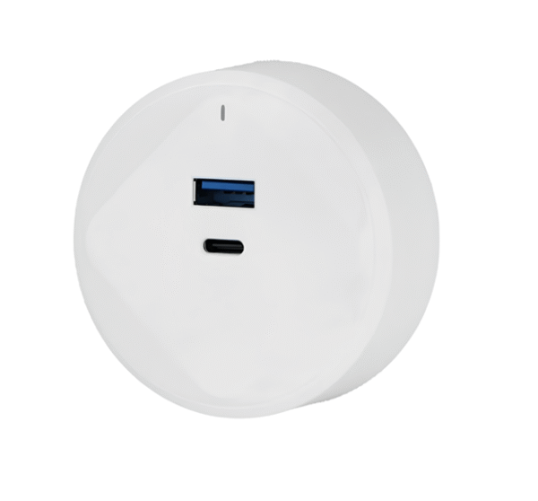 เต้ารับ USB A+C/PD 20 วัตต์ สำหรับรางไฟ 12 โวลต์ 1.67 แอมป์ พร้อมไฟ LED แสดงสถานะ TR-USB/AQC-WE TRON HACO - Image 2