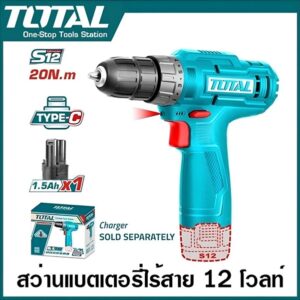 สว่านไร้สาย รุ่น Fast Charged + แบต 12V TDLI12428 TOTAL
