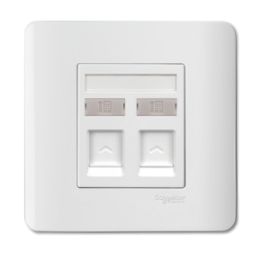2 Gang Telephone Socket on Shutered Wallplate E8432RJS4 ZENCELO SCHNEIDER
