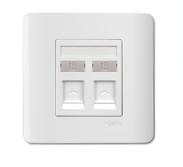2 Gang Telephone Socket on Shutered Wallplate E8432RJS4 ZENCELO SCHNEIDER
