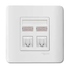 2 Gang Telephone + Data Outlet Category 6 on Shutered Wallplate E8432TDRJS_6 ZENCELO SCHNEIDER