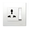 13A 250V 1 Gang 3 Pin Large Dolly Switched Universal Socket KB113LS* (White , silver) VIVACE SCHNEIDER