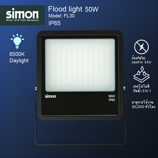 สปอร์ตไลท์ LED 50W, 100W, 200W D/L, W/W, C/W IP65 SIMON WINTERSWEET - Image 2