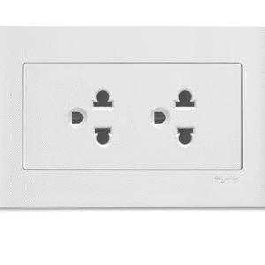 16A 250V 2 Gang 3 Pin Univarsal Socket KBT426UEST2 (White , silver) VIVACE SCHNEIDER