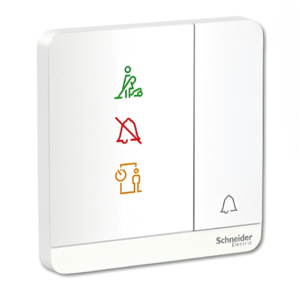 250V 10A Doorbell Switch with “Do not Disturb”  “Please Clean Up” and “Please wait” LED Symbols E8331BPDMW AVATAR ON E SCHNEIDER