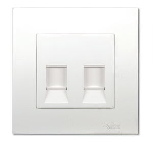 2 Gang Category 5e Data Outlet with Shutter KB32RJ5E (White , silver) VIVACE SCHNEIDER