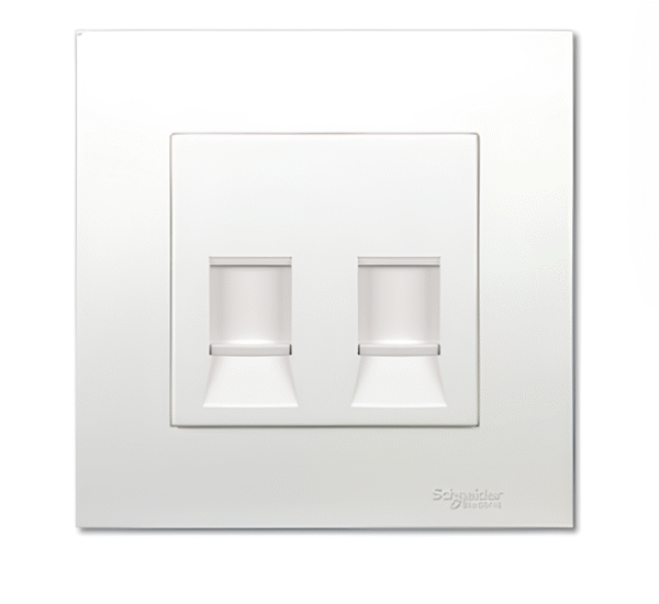 2 Gang Category 5e Data Outlet with Shutter KB32RJ5E (White , silver) VIVACE SCHNEIDER