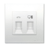 1 Gang Telephone Outlet & 1 Gang Category 5e Data Outlet with Shutter KB32TS_RJ5E (White , silver) VIVACE SCHNEIDER