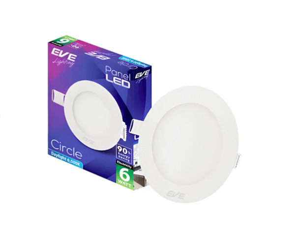 LED Panel 12w d/l, w/w ฝัง กลม 4 นิ้ว ขอบขาว รุ่น Phantom EVE
