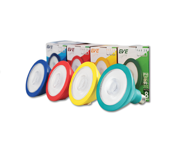 หลอดพาร์ LED แดง, เขียว, เหลือง, น้ำเงิน 8W Par38 d/l EVE