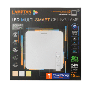 ชุด โคม มัลติสมาร์ท LED 24w หน้าเหลี่ยม + รีโมท LAMPTAN