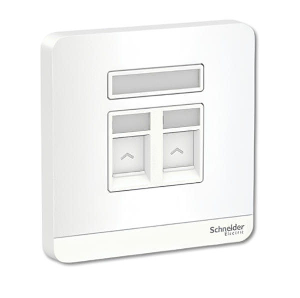 2 Gang Telephone Socket, Keystone on Shuttered Wallplate  E8332RJS4 AVATAR ON E SCHNEIDER