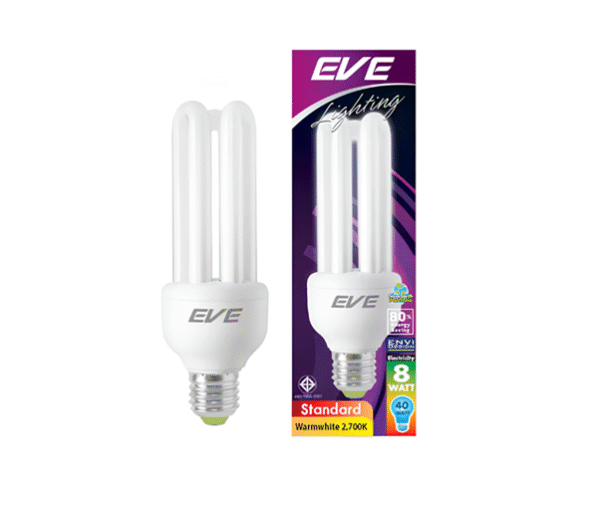 หลอดตะเกียบ ขั้ว e14 8w,23w w/w   EVE