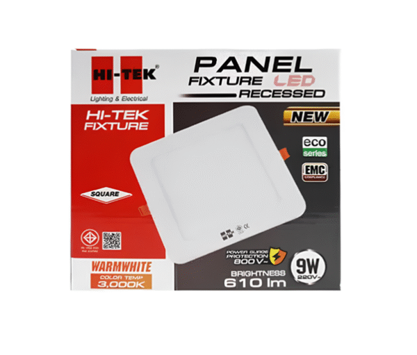 LED PANEL ฝังเหลี่ยม,ลอยเหลี่ยม ขอบขาว 18W, 12W, 9W, 6W D/L, W/W  รุ่น ECO HI-TEK - Image 3
