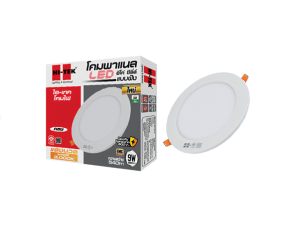 LED PANEL ลอยกลม, ฝังกลม ขอบขาว 18W, 12W, 9W, 6W D/L, W/W รุ่น ECO HI-TEK - Image 3