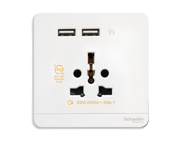 16A International Socket with 2.1A USB E8442616USB ZENCELO SCHNEIDER