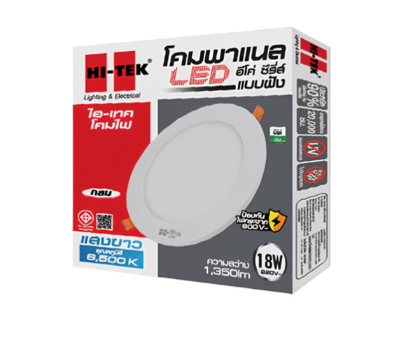 LED PANEL ลอยกลม, ฝังกลม ขอบขาว 18W, 12W, 9W, 6W D/L, W/W รุ่น ECO HI-TEK