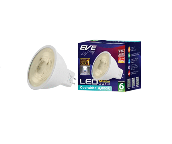LED MR16 สตีม 220V 6w cool white EVE