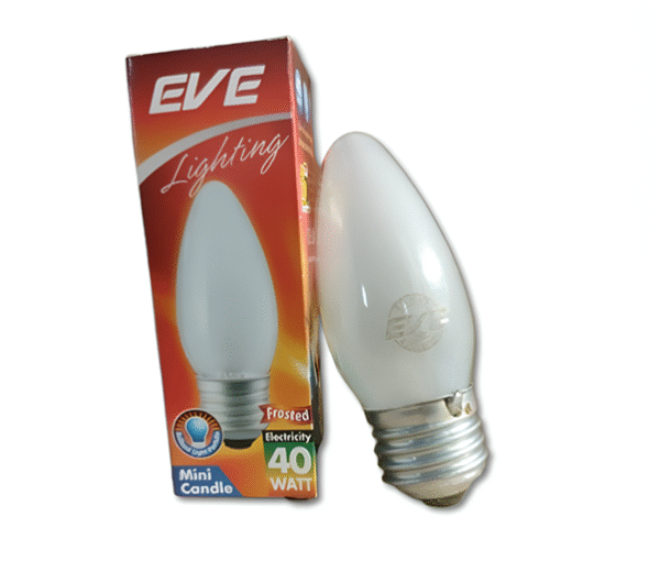 หลอดไส้ ฝ้า 25w,40w w/w ขั้ว E27 mini candle  EVE