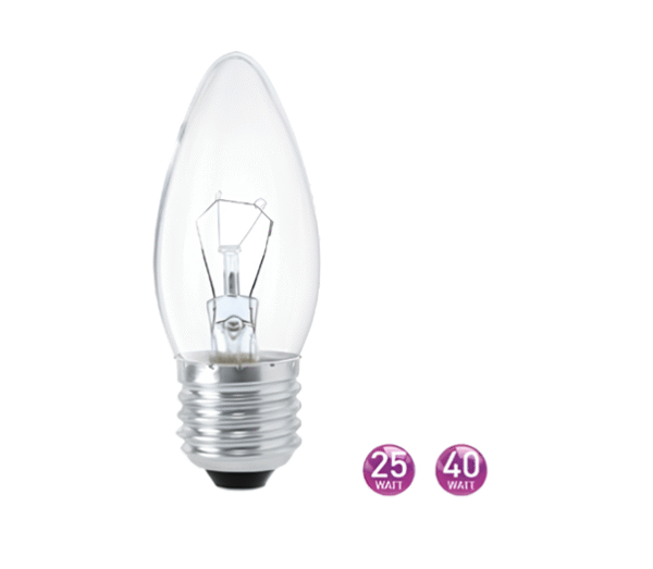 หลอดไส้ ใส 25w,40w w/w ขั้ว E27 mini candle  EVE