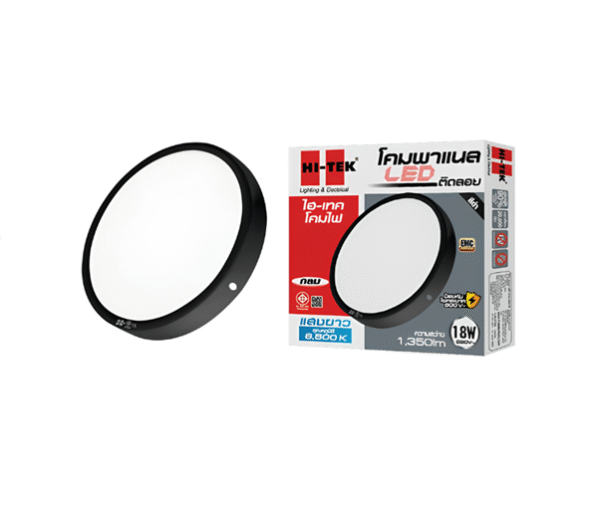 LED PANEL ลอย กลม ขอบดำ 18w D/L, W/W 8 นิ้ว รุ่น ECO HI-TEK