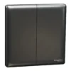 Switch 1 way, 16AX, 250V, 2 gangs, Dark Grey  NUX32_1_DG Unica X SCHNEIDER