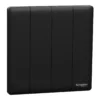Switch 1 way, 16AX, 250V, 4 gangs,Jet Black NUX34_1_JB Unica X SCHNEIDER