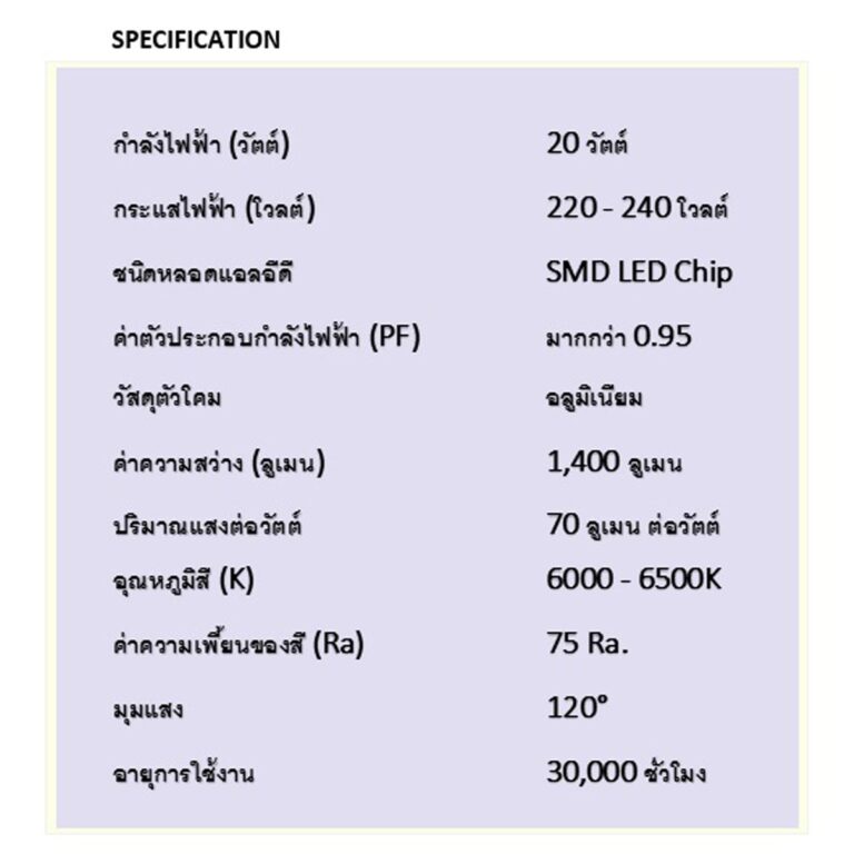 LED สปอร์ตไลท์ 20w D/L, W/W GATA - Image 3