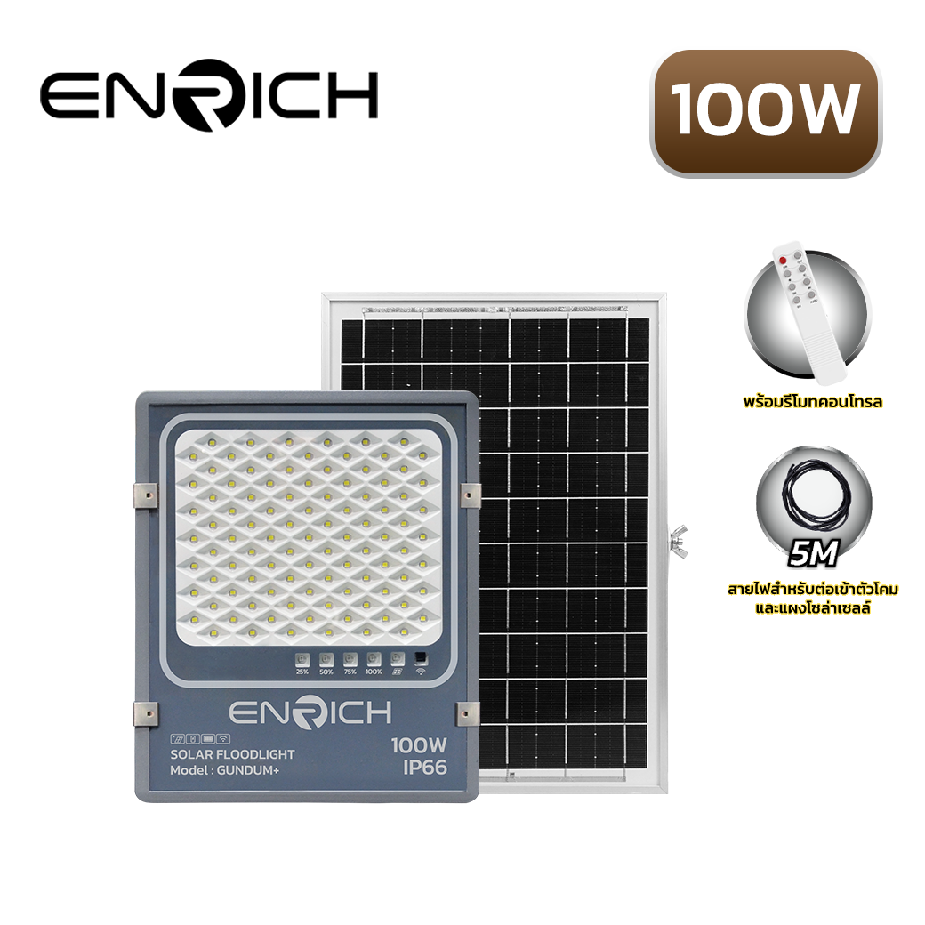 ชุด สปอร์ตไลท์ Solar LED 100w d/l พร้อมแผง IP66 รุ่น Gundam RICH - Image 5