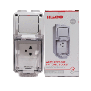 ชุด เต้ารับกราวด์เดี่ยว มีสวิตช์ IP56 รุ่น WPSE16/56 HACo
