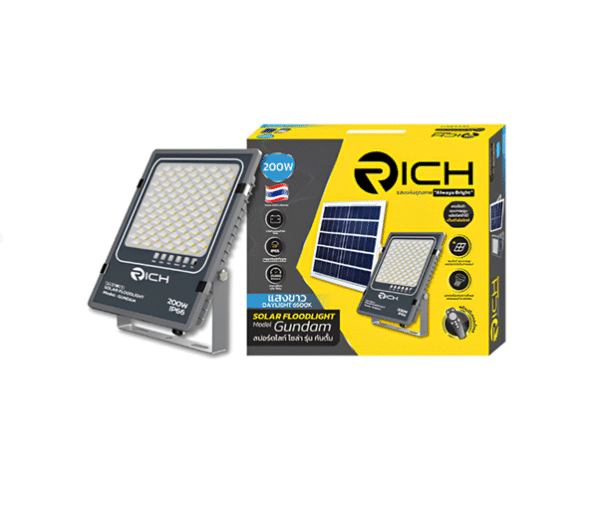 ชุด สปอร์ตไลท์ Solar LED 200w d/l พร้อมแผง IP66 รุ่น Gundam RICH
