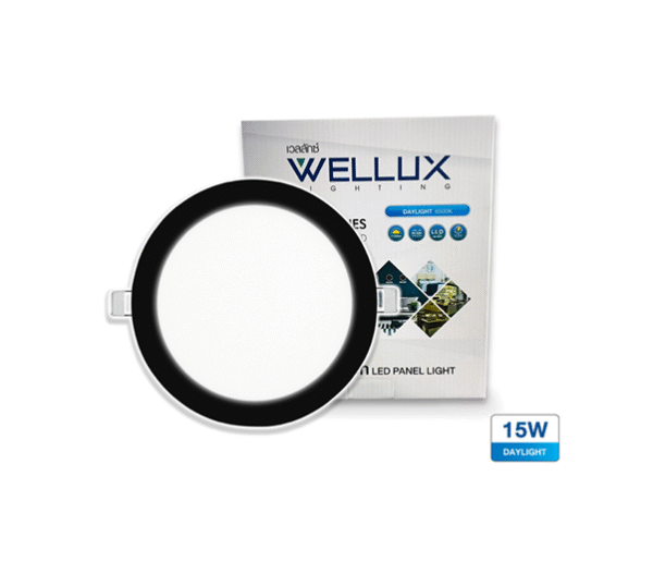 LED Panel 15w D/L, W/W ฝัง กลม ขอบดำ 6 นิ้ว รุ่น August WELLUX