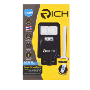 ชุด โคมถนน Solar LED 100w d/l พร้อมขา IP65 รุ่น Sunlight RICH