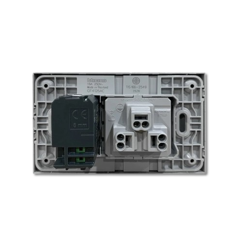 NEXY T ปลั๊กกาวด์ เดี่ยว + USB A+C พร้อมฝาครอบ SQT4126AC เทาไททาเนี่ยม BTICINO - Image 4